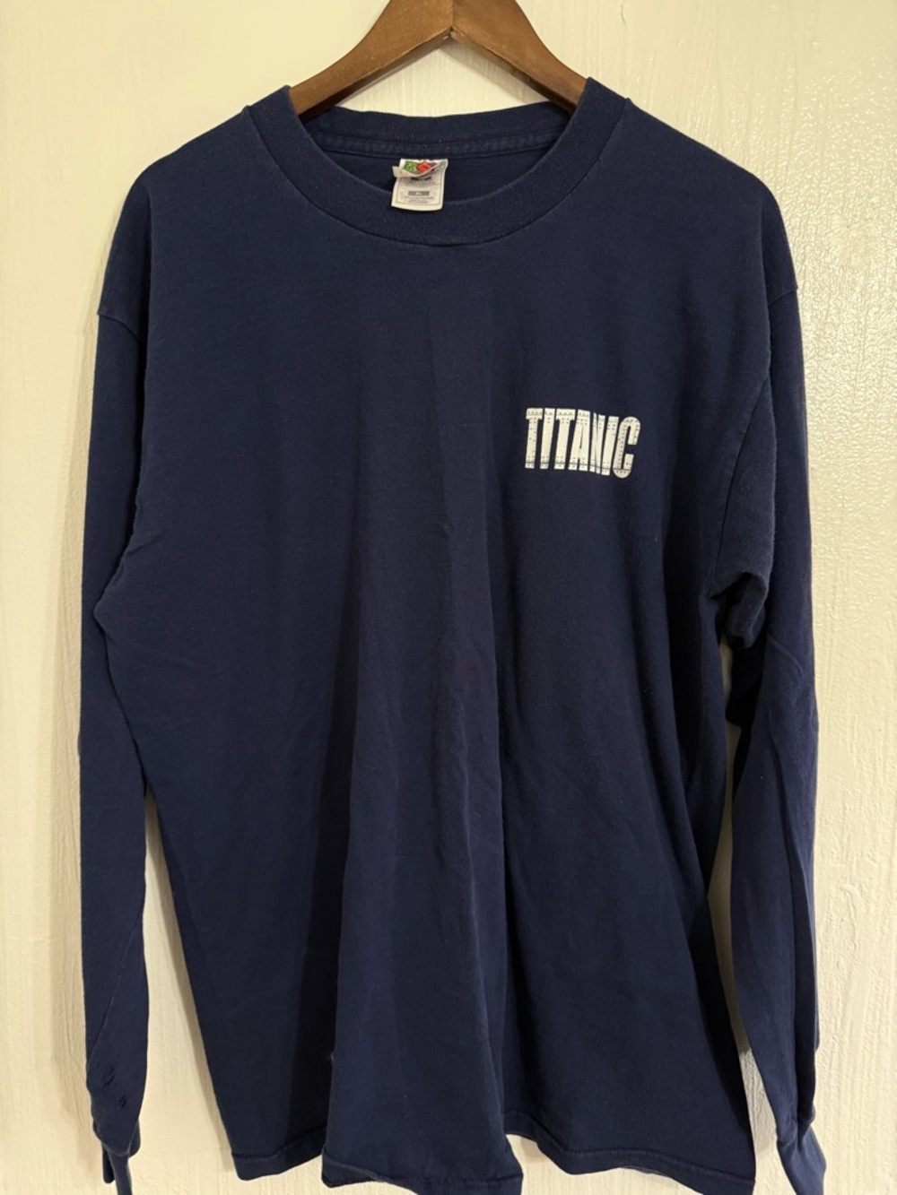 Vtg 1997 Titanic Soundtrack Promo Long Sleeve Shirt Navy Blue Fruit Of The Loom